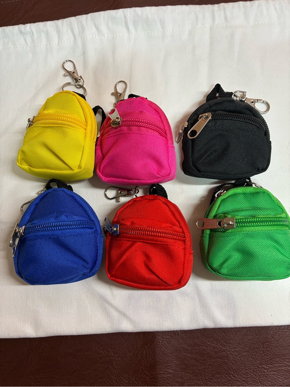 Bright Mini Backpack Keychain Set - Yellow Pink Black Blue Red Green